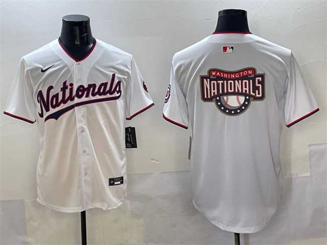 Mens Washington Nationals Team Big Logo White Limited Stitched Jersey->washington nationals->MLB Jersey